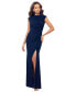 ფოტო #3 პროდუქტის Women's Studded High-Neck Cap-Sleeve Gown