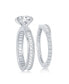 ფოტო #2 პროდუქტის Sterling Silver Six-Prong Baguette CZ Band Engagement Ring Set