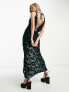 Фото #2 товара Sisters Of The Tribe cowl front maxi dress with open back in green burnout velvet