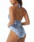 Фото #2 товара Women's Printed V-Neck O-Ring One-Piece Swimsuit