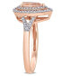 Morganite (5/8 ct. t.w.) and Diamond (1/4 ct. t.w.) Halo Teardrop Ring in 14k Rose Gold