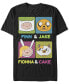 Men's Adventure Time Finn Jake Fionna Cake Short Sleeve T- shirt