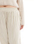 ONLY Curve high waist trouser in beige & brown stripe Бежевый, 52 - фото #2