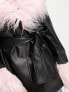 Фото #3 товара ASOS DESIGN Petite borg cuff faux leather jacket in black & pink