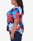 Plus Size All American Dramatic Flower Short Sleeve Top with Ruching