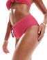 Vero Moda crinkle high waisted bikini bottoms in hot pink Himbeersorbet, S - EU 36 - фото #3