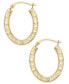 ფოტო #1 პროდუქტის Textured Oval Hoop Earrings in 10k Gold