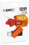 EMTEC C350 Brick - 128 GB - USB Type-A - 2.0 - 15 MB/s - Swivel - Black,Orange