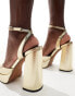 Фото #3 товара ASOS DESIGN Pressure platform high heeled shoes in gold