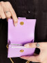 Charles & Keith card holder bag in purple with gold chain strap