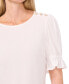 Фото #3 товара Women's Puff-Sleeve Button-Shoulder Knit Top