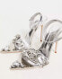 Фото #4 товара Azalea Wang Tilly embellished strappy heeled sandals in silver