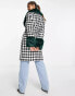 Miss Selfridge boucle faux fur collar and cuff wrap coat in mono check US 2 - фото #4