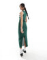 ASOS DESIGN v neck sleeveless with stripe detail maxi dress in green Green and White, 36 - фото #6