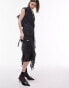 Topshop sheer ruffle midi skirt with raw edging in black 44 - фото #2