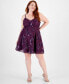 ფოტო #1 პროდუქტის Trendy Plus Size V-Neck Sequin Fit & Flare Dress