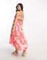 Фото #4 товара ASOS DESIGN Petite open back tiered hi low hem maxi dress in pink and red floral