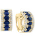 ფოტო #1 პროდუქტის EFFY® Blue & White Sapphire (3-1/4 ct. t.w.) & Diamond (1/20 ct. t.w.) Small Hoop Earrings in 14k White Gold, 0.59" (Also available in Pink Sapphire)