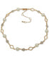 Фото #1 товара Gold-Tone Crystal Geometric Imitation Pearl Collar Necklace, 16" + 3" extender