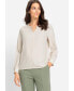 ფოტო #1 პროდუქტის Women's Split Neck Mixed Media Blouse