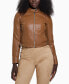 Фото #1 товара Women's Faux-Leather Moto Jacket with Snap Collar