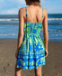 Women's Blue-and-Green Tropical Sweetheart Mini Beach Dress