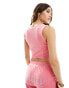 Juicy Couture diamante velour corset top in pink lemonade