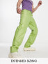 Фото #1 товара ASOS DESIGN baggy leather look trouser in green with carpenter detail