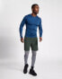 Hummel polyester mesh mid length training short in dark green