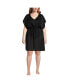 Фото #3 товара Plus Size Sheer Over d Short Sleeve Gathered Waist Swim Cover-up Dress