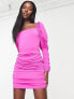 Фото #4 товара AX Paris square neck ruched mini dress in hot pink