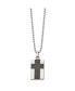 Chisel polished Carbon Fiber Inlay Cross Pendant Ball Chain Necklace