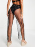 ASOS DESIGN premium pearl mesh wide leg beach trouser in black
