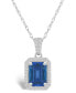 ფოტო #1 პროდუქტის Lab Grown Sapphire (2 ct. t.w.) and Lab Grown Sapphire (1/5 ct. t.w.) Halo Pendant Necklace in 10K White Gold