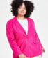 Фото #3 товара Trendy Plus Size One-Button Linen Blazer, Created for Macy's