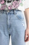 Фото #14 товара 90's Wide Leg Yırtık Detaylı Kesik Uçlu Paça Jean Uzun %100 Pamuk Pantolon