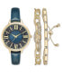 ფოტო #1 პროდუქტის Women's Blue Strap Watch 36mm Gift Set, Created for Macy's