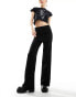 Фото #1 товара Monki straight trouser with overskirt in black