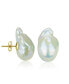 ფოტო #1 პროდუქტის White Cultured Freshwater Pearl (15-17mm) Stud Earrings in 14k Yellow Gold