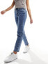 Фото #4 товара Noisy May Moni high waisted straight jeans in mid wash blue