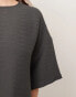 Фото #4 товара ASOS EDITION Curve textured boxy woven t-shirt in charcoal