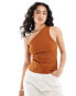 & Other Stories one shoulder top with cut out back detail in rust brown