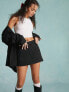 Фото #1 товара Miss Selfridge tailored mini skort in black pinstripe co ord
