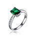Sterling Silver White Gold Plated Emerald Cubic Zirconia Eternity Rectangle Band Ring