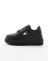 Tommy Jeans retro basket flatform trainers in black