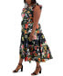 ფოტო #3 პროდუქტის Plus Size Cotton Floral-Print Tie-Waist Midi Dress
