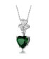 Sophisticated Sterling Silver White Gold Plated with Colored Heart Shaped Cubic Zirconia Pendant