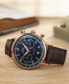ფოტო #9 პროდუქტის Men's Swiss Automatic Chronograph Multifort Brown Leather Strap Watch 42mm