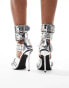 Azalea Wang Cyclone City buckle heeled shoes in silver metallic