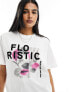 Фото #1 товара ONLY oversized floral graphic t-shirt in white